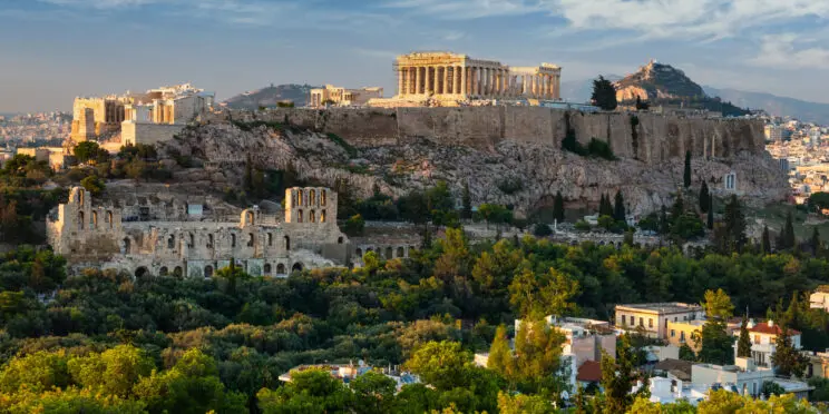 Vista panorámica de la Acrópolis de Atenas