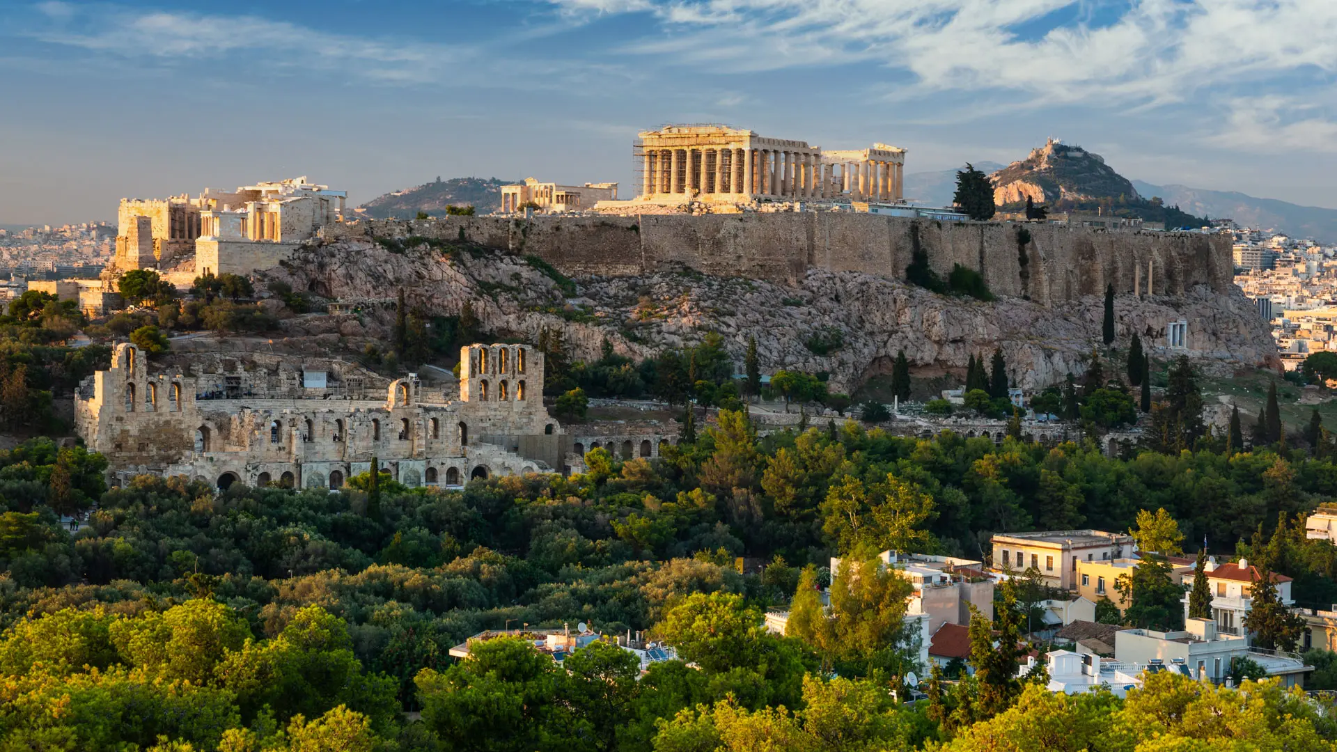 Vista panorámica de la Acrópolis de Atenas