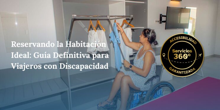 Una usuaria de silla de ruedas utilizando un rmario accesible en un hotel