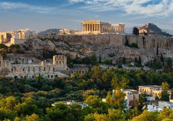 Vista panorámica de la Acrópolis de Atenas