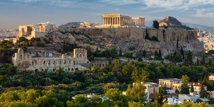 Vista panorámica de la Acrópolis de Atenas